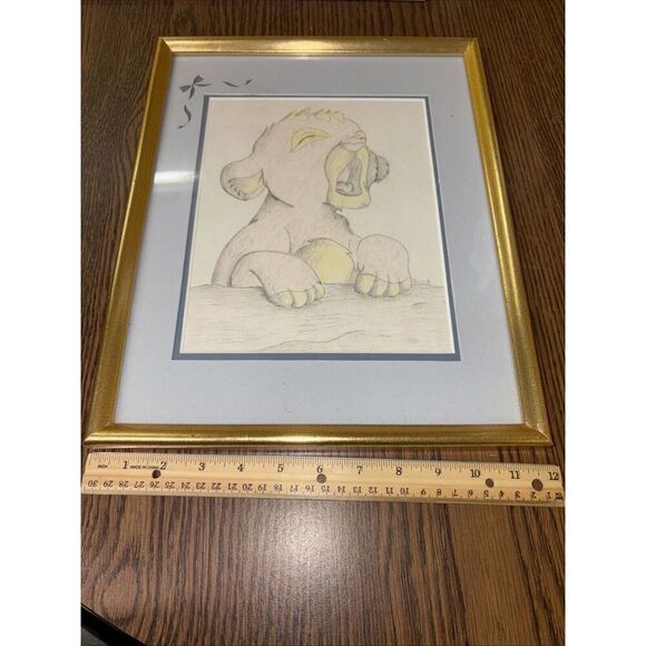 Framed Signed Lion King Simba Drawing - Baby Boy’s Nursery Art - Picture 1 of 5